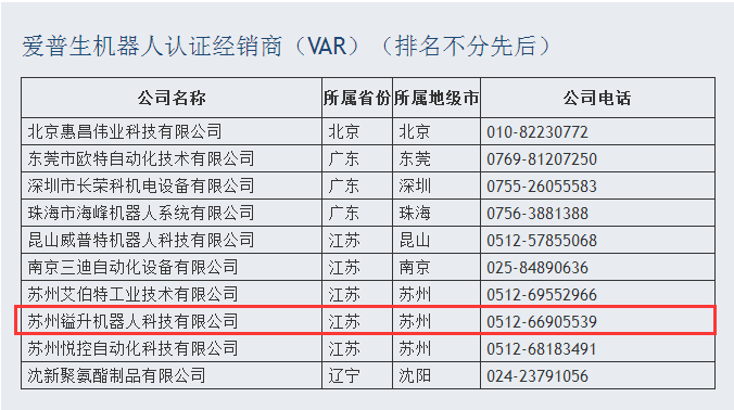 愛(ài)普生機(jī)器人認(rèn)證經(jīng)銷(xiāo)商--蘇州鎰升機(jī)器人